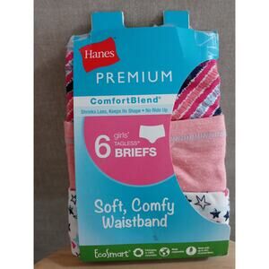 Hanes Premium Girls Tagless Briefs Assorted 6-Pack Size 6